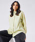 Mandarin  Collar Cotton Oversized Shirt- Cream Green